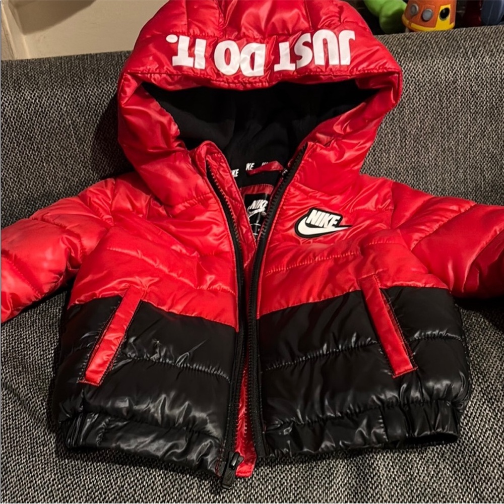 Nike Red and Black Kids Puffer Jacket